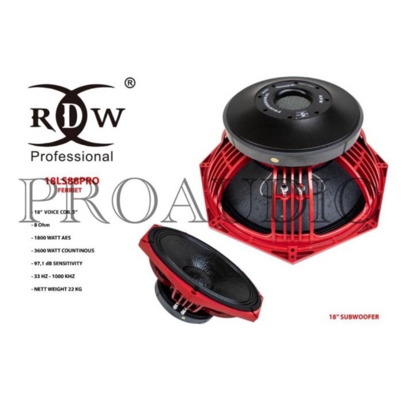 SPEAKER KOMPONEN RDW 18 LS88 PRO 18 LS 88 PRO 18LS88 PRO ORIGINAL VOICE COIL 5 INCH