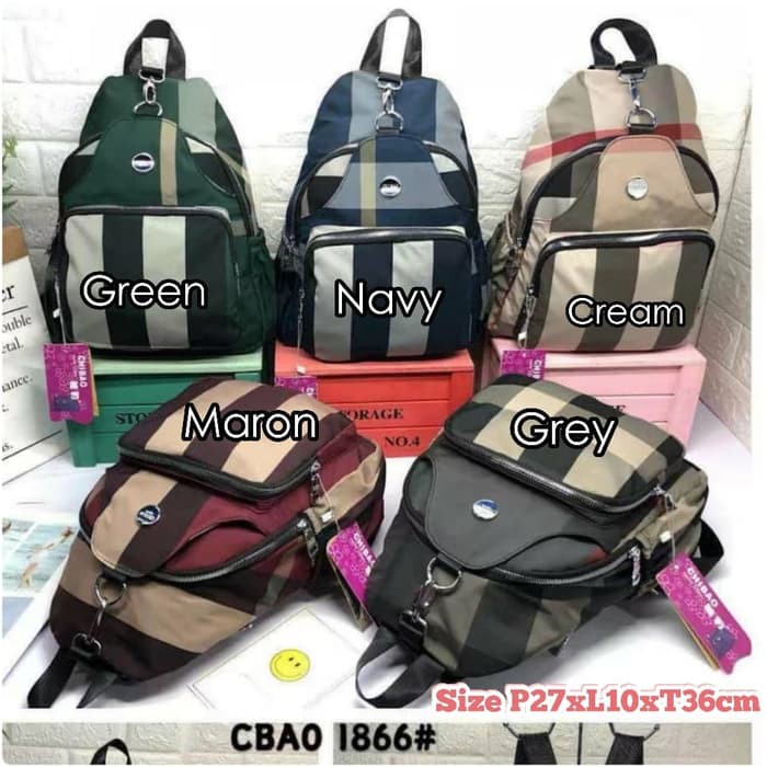 Jual Tas Ransel Cewek Kuliah Kerja Santai Import Backpack Two  TI622 Cb186-6 Chibao MotifChibao Moti