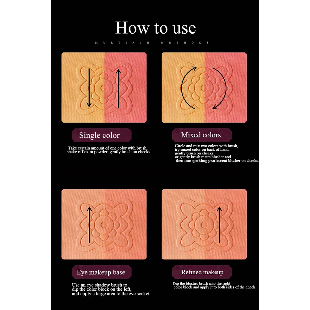 SKIN MATCH Two-Color Blusher Powder Face Makeup Shimmery or Matte Finish Waterproof Sweatproof