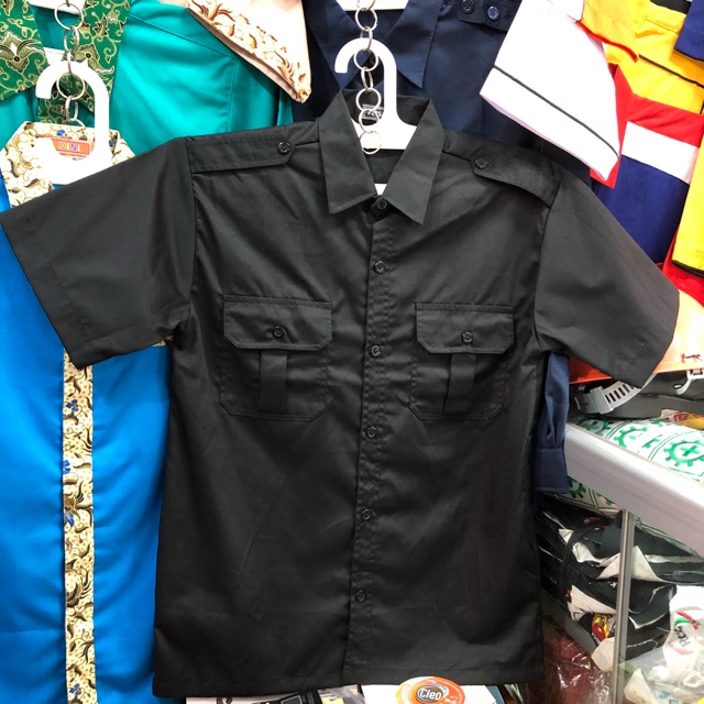 Baju kerja pria hitam polos baju pdh pdl seragam kerja hitam polos seragam pdh pdl hitam BISA BORDIR