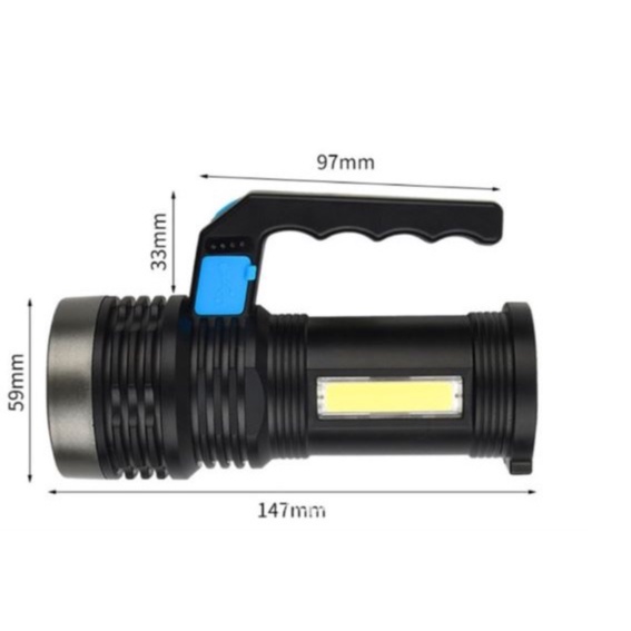 X5 Senter LED Super Terang Rechargeable USB Plus cob Senter Led Jarak Jauh