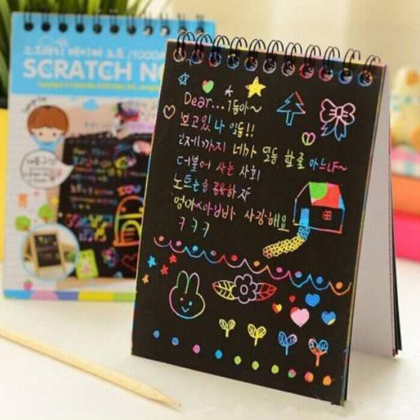 

80P BUKU GAMBAR MAGIC RAINBOW SCRATCH COLORFUL PAPER NOTE MENGGAMBAR SERU MAGIC BOOK BAGUS MURAH ☈ (