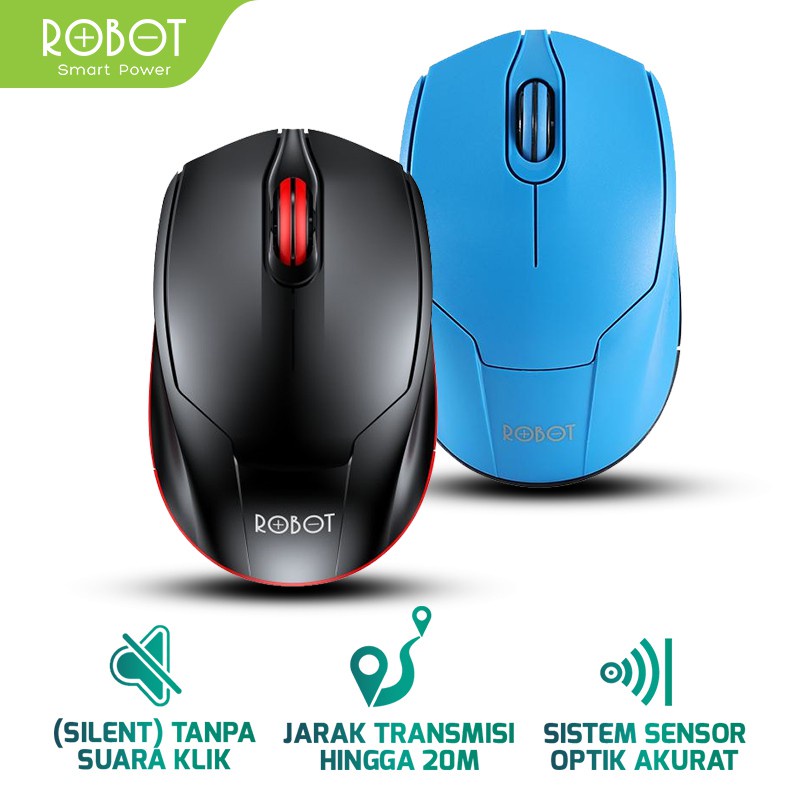 Wireless Mouse Robot M310 Silent Mouse Gaming 2.4GHz 1600DPI Original Garansi 1 Tahun