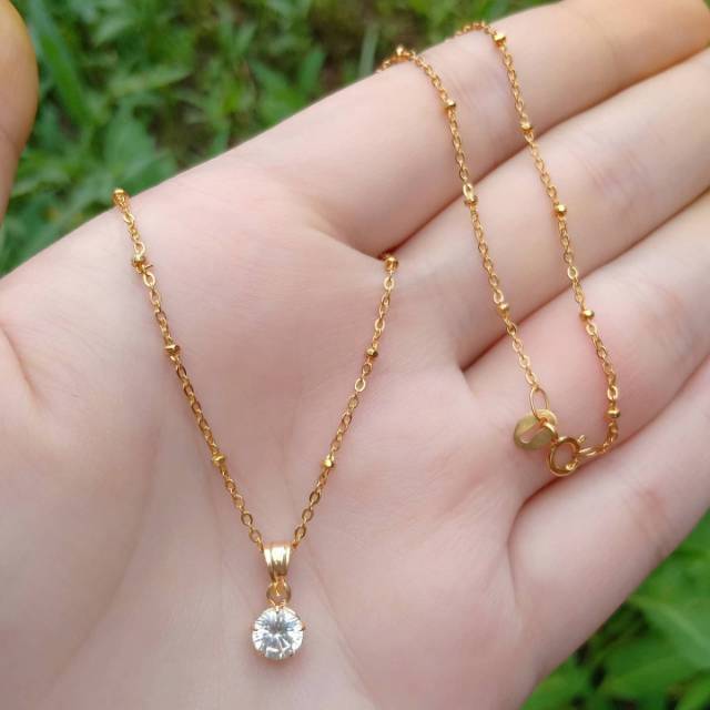 Kalung jedar + liontin daisy solitaire mp S925 / perhiasan perak 925 berlapis emas