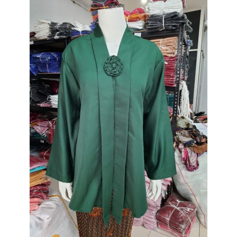 (P110/120) Kebaya Floy JUMBO - SUPER JUMBO lengan PANJANG hijab KeroncongBusana-Hijau Botol