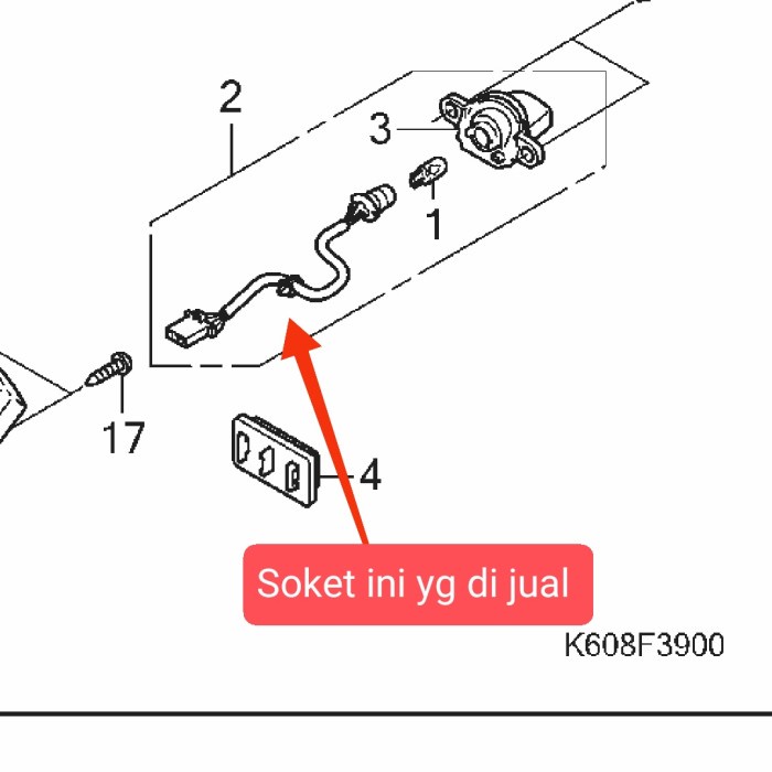 SOKET FITTING LAMPU PLAT NOMOR BELAKANG HONDA BEAT NEW K1A 2020