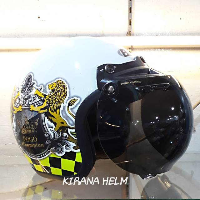 HELM BOGO BIVI SNI - MOTIF LOGO CHAMPION PUTIH