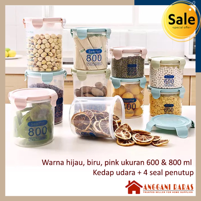 Toples Kedap Udara Kotak Penyimpanan Makanan Plastik 4 Seal