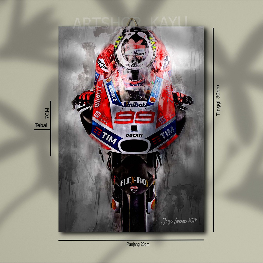 Hiasan dinding MOTO GP JORGE LORENZO Poster Kayu Pajangan Rumah/ dekorasi dinding / Walldecor