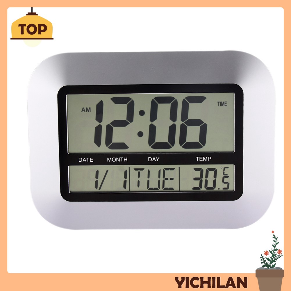 Jam Dinding Digital Dengan Layar Lcd Termometer Kalender Yichilan Shopee Indonesia