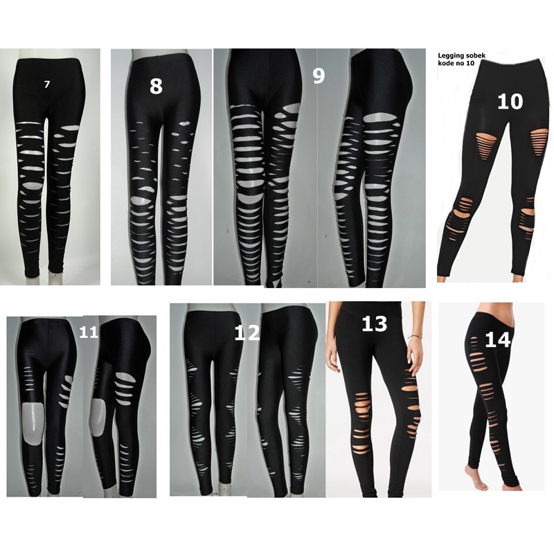 Legging Sobek Ripped Legging Slashed Legging