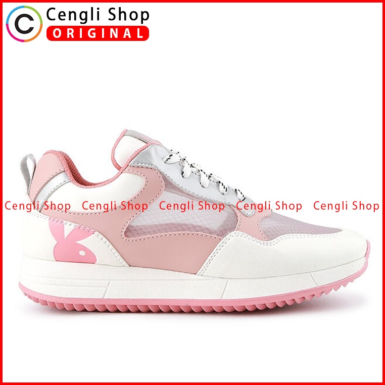 SEPATU SNEAKER PLAYBOY WANITA ORIGINAL CASUAL KETS BRANDED PINK PLW15