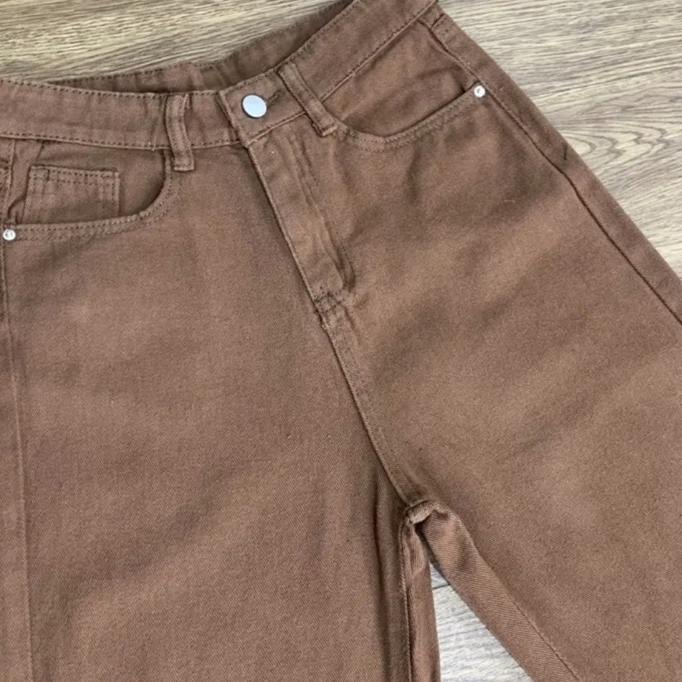 ✽ Sevins - celana panjang highwaist kulot jeans army coklat/kulot jeans wanita ֍