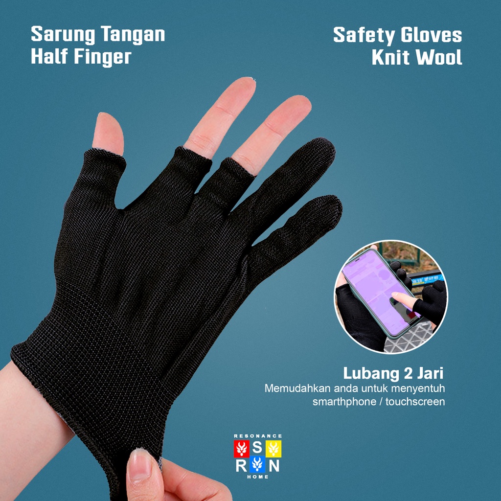 Sarung Tangan Half Finger 2 Jari Memancing Motor Gym Anti Slip Resonance Home