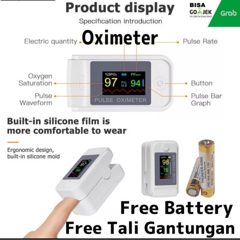 OXYMETER / Oximeter Alat Detak Jantung + Oksigen Dalam Darah SpO2