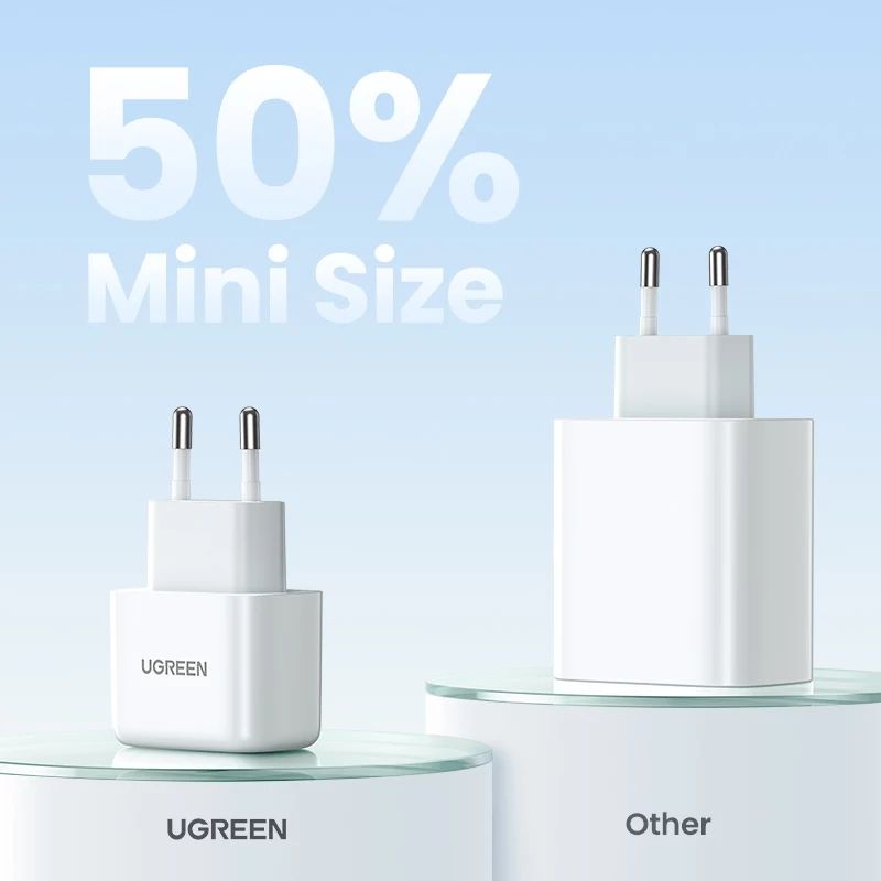 UGREEN MINI Charger 20W PD Fast Charging QC 3.0 4.0 untuk iPhone Android