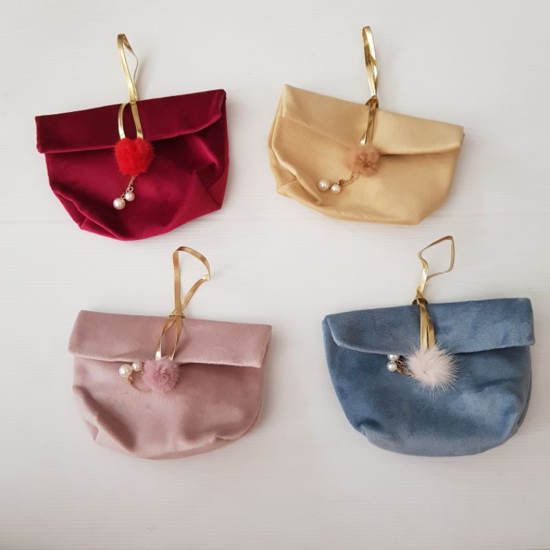 (KS1) Pouch Suede Souvenir/Kotak Hampers/Tas Kosmetik