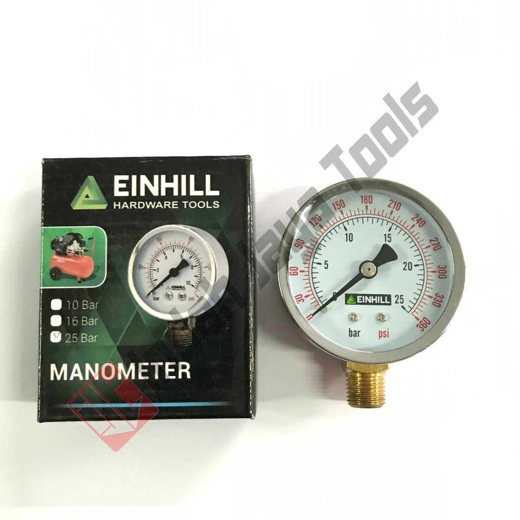 {BAYAR DITEMPAT} Manometer 10 Bar EINHILL - Pressure Gauge Ukuran Angin Kompresor pengukur kompresor