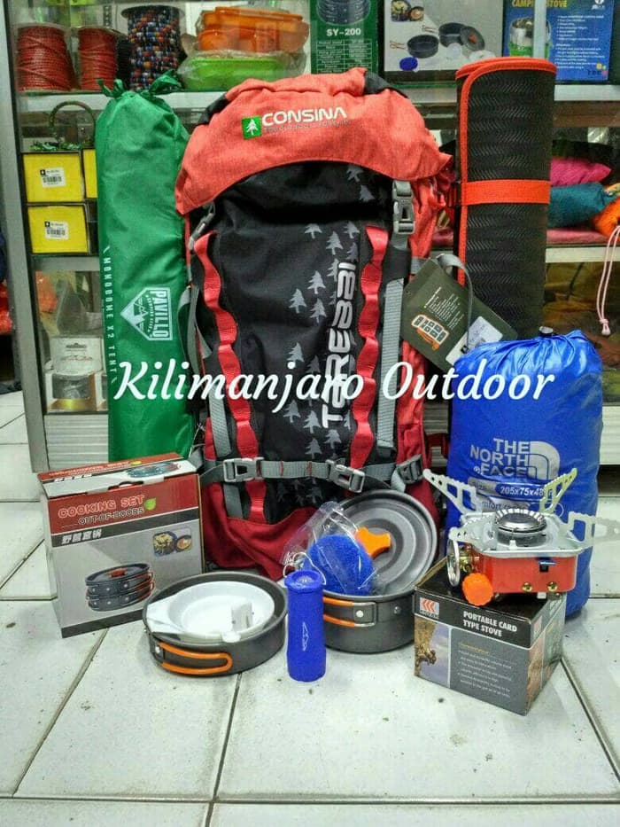 PAKET PERLENGKAPAN OUTDOOR/ PENDAKIAN GUNUNG MURAH TAREBBI