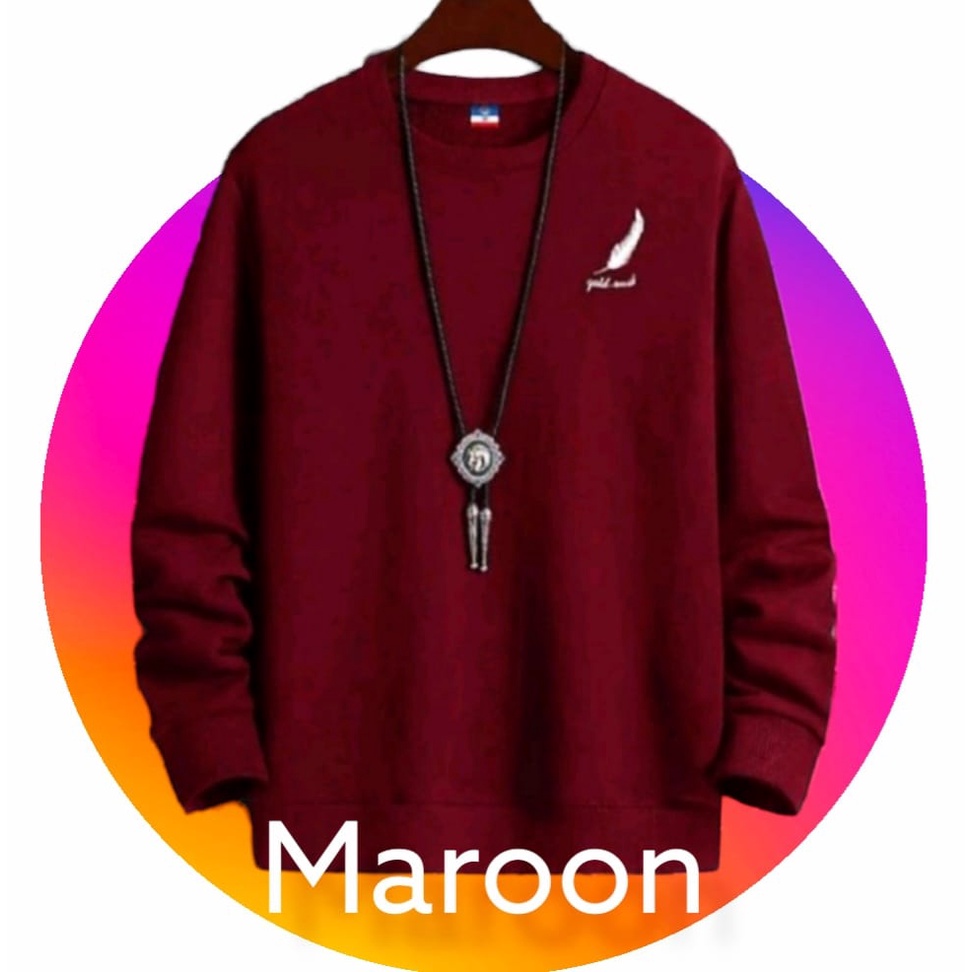SWEATER CREWNECK pria wanita,warna MAROON XXL