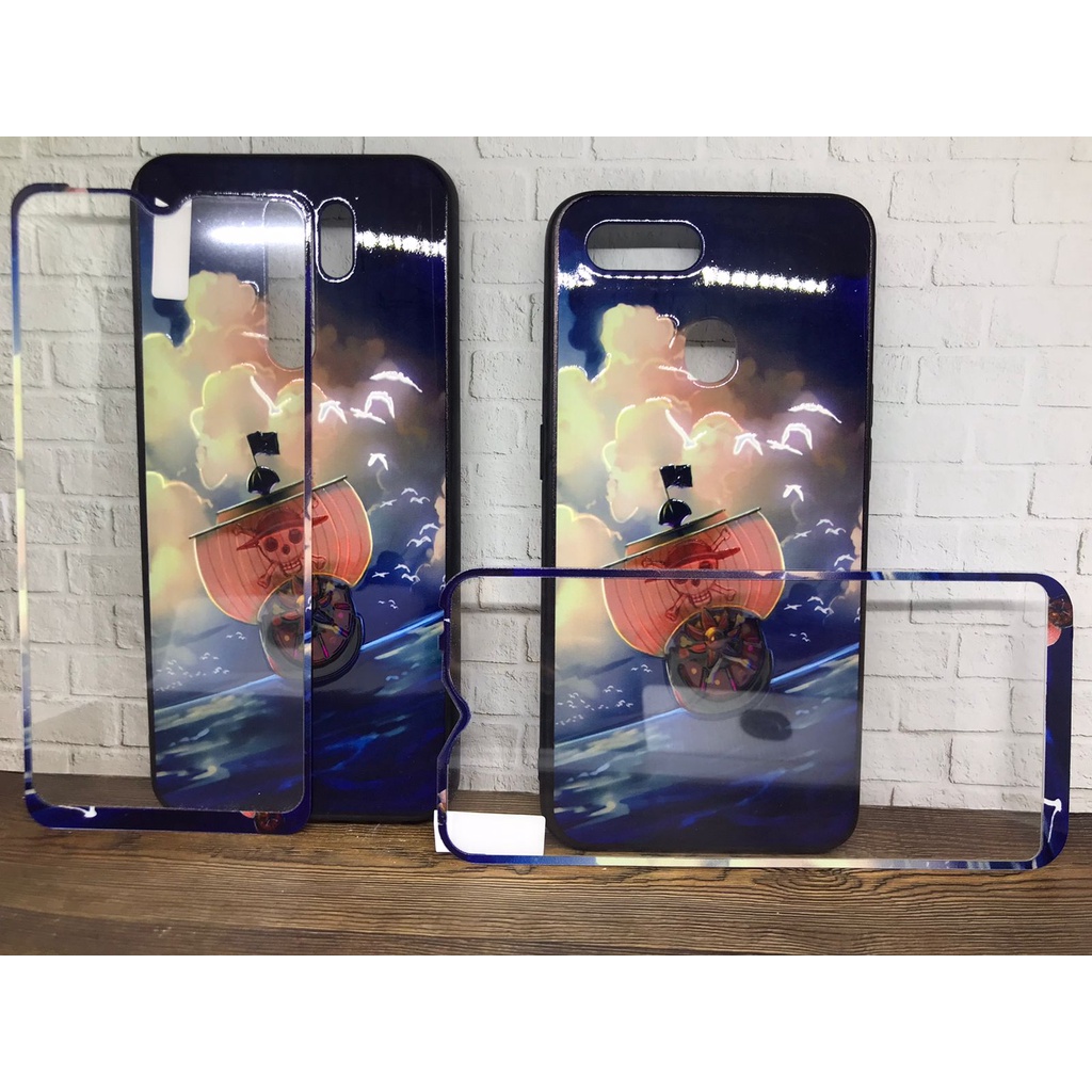 Softcase + Tempered Glass  case Casing Senada motif karakter Oppo A5s/A7/A12/A11k,A1k Realme 2 Pro/U1/U2,C2,5/C3/5i/5s,C15 Vivo Y11/Y12/Y15/Y17,Redmi 9/Prime,9A 9i HCTG 01 02 06 07 08 09