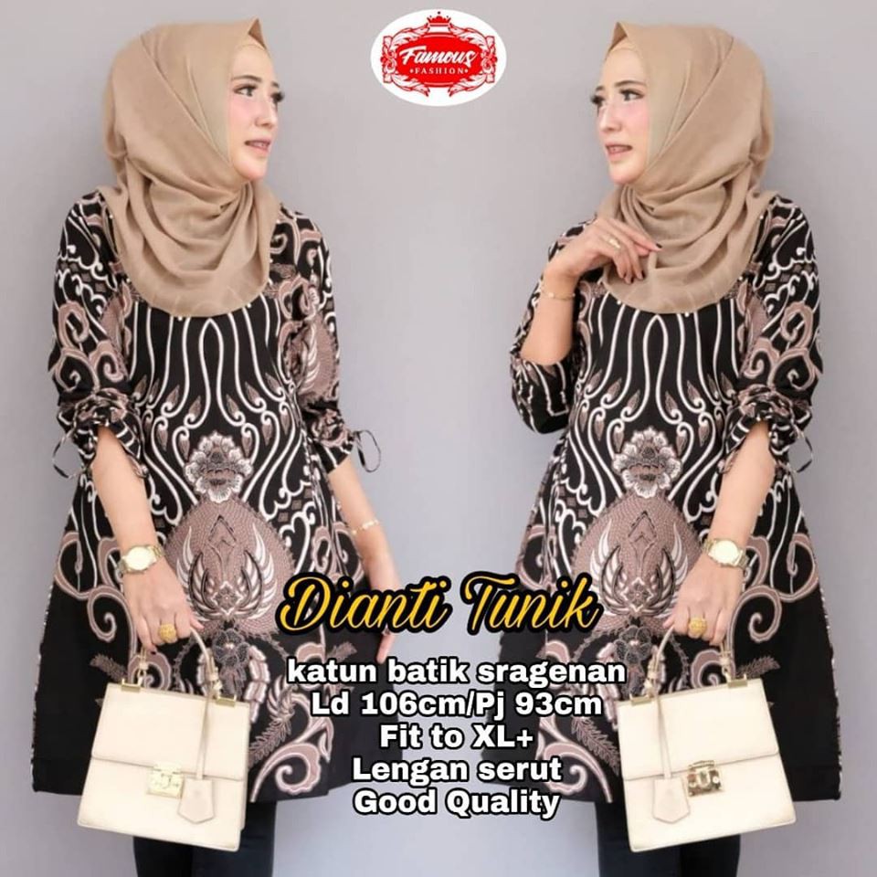 baju batik tunik dianti/batik kantoran/batik cakep/batik cewek/batik solo/batik kekinian