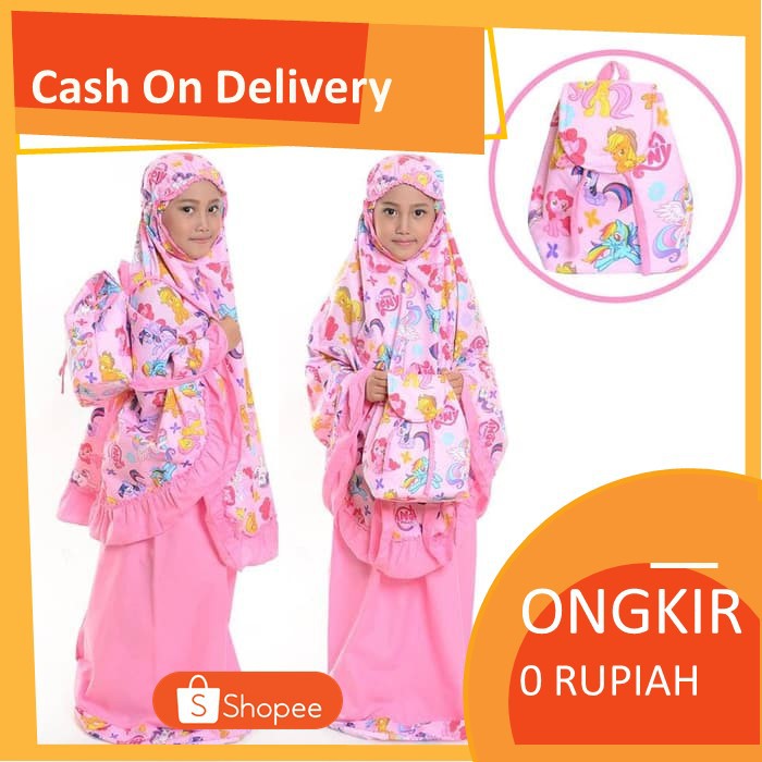 Mukena Anak Katun Karakter Size 12 Bayi Balita Belajar Sholat Katun Rayon Exclusive Motif Atas ads01