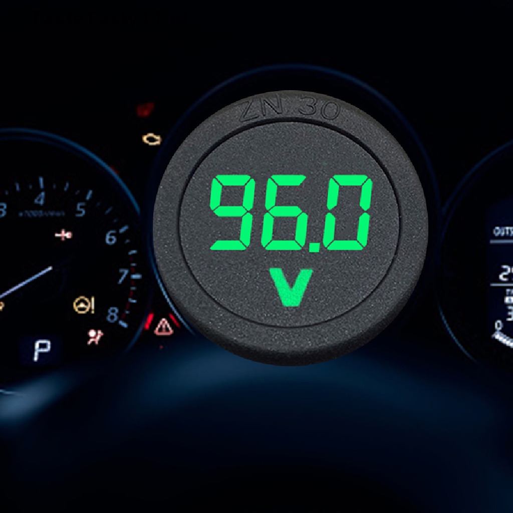 Voltmeter DC 5-100V DC Digital LED Display Bentuk Bulat Dua Kabel