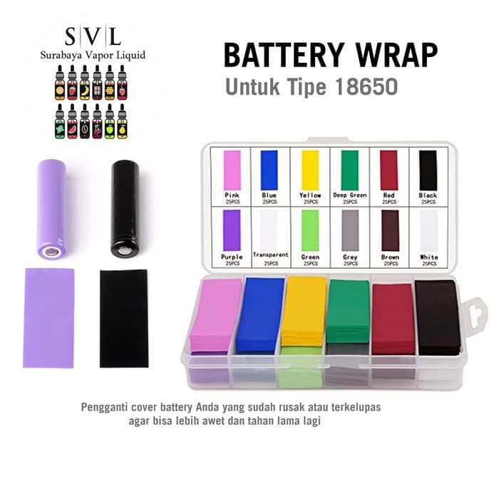 Battery Wrap 18650 Sleeve Pvc Cover Plastik Pelindung Baterai