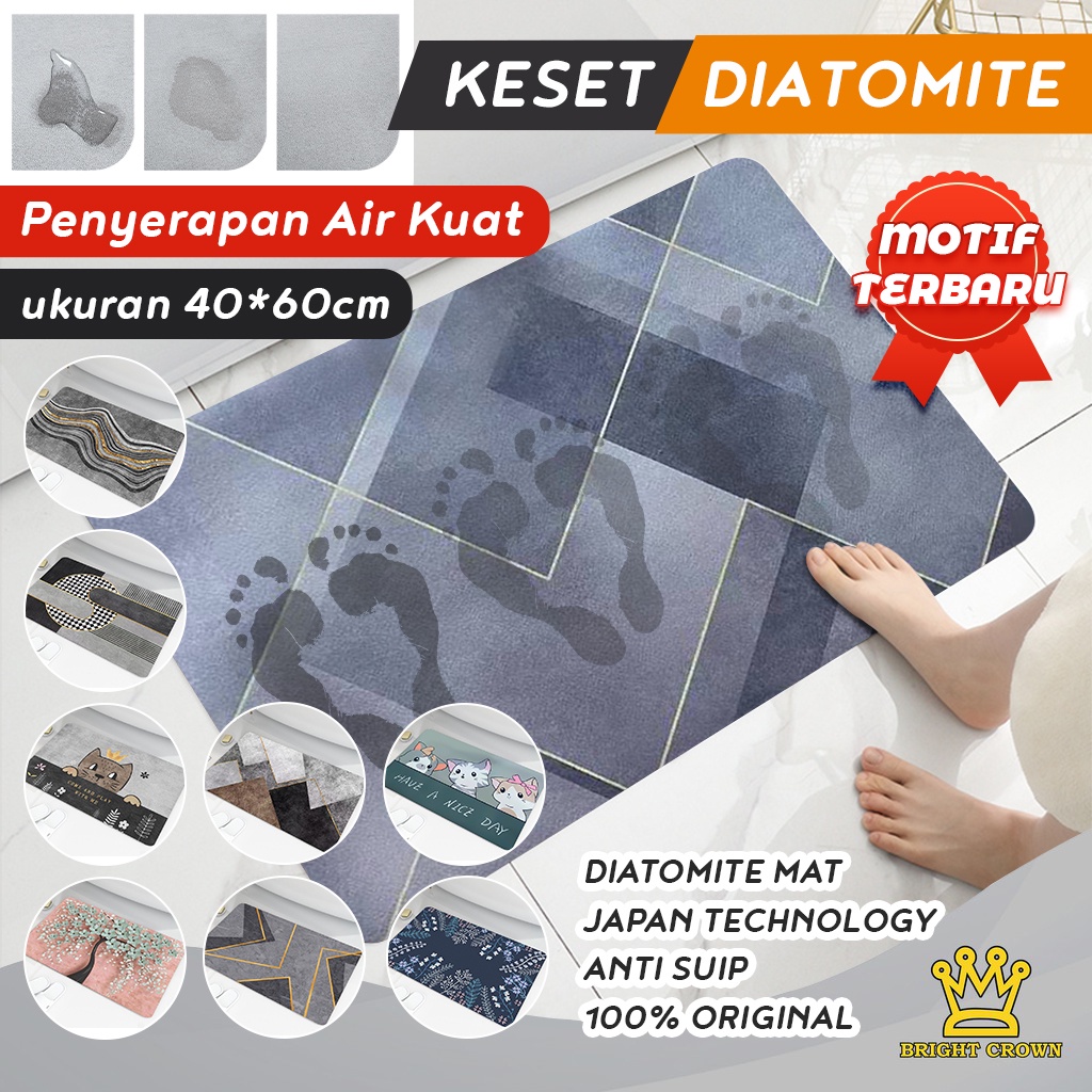 Bright Crown TERBARU Keset Kaki Persegi Panjang Nyerap Air Diatomite Anti Slip / Keset