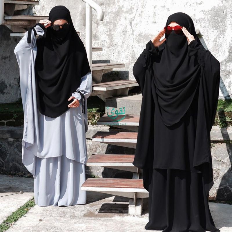 TAQWAWEAR SET KINARA Tunik Rok French Khimar Kain Savina dan Soft Lexus Formal Black Khimar Free Cad