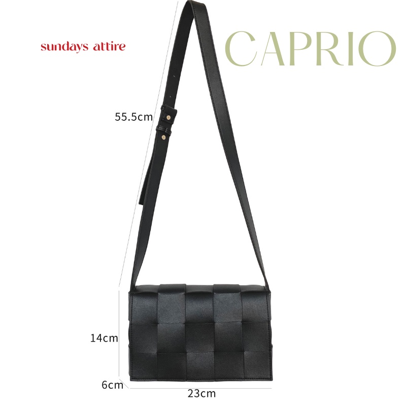 Sundays Attire - CAPRIO Woven Anyaman Sling Bag Pu Leather Tas Unisex