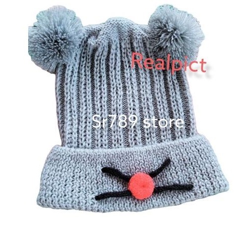 Kupluk pompom anak model cat unisex