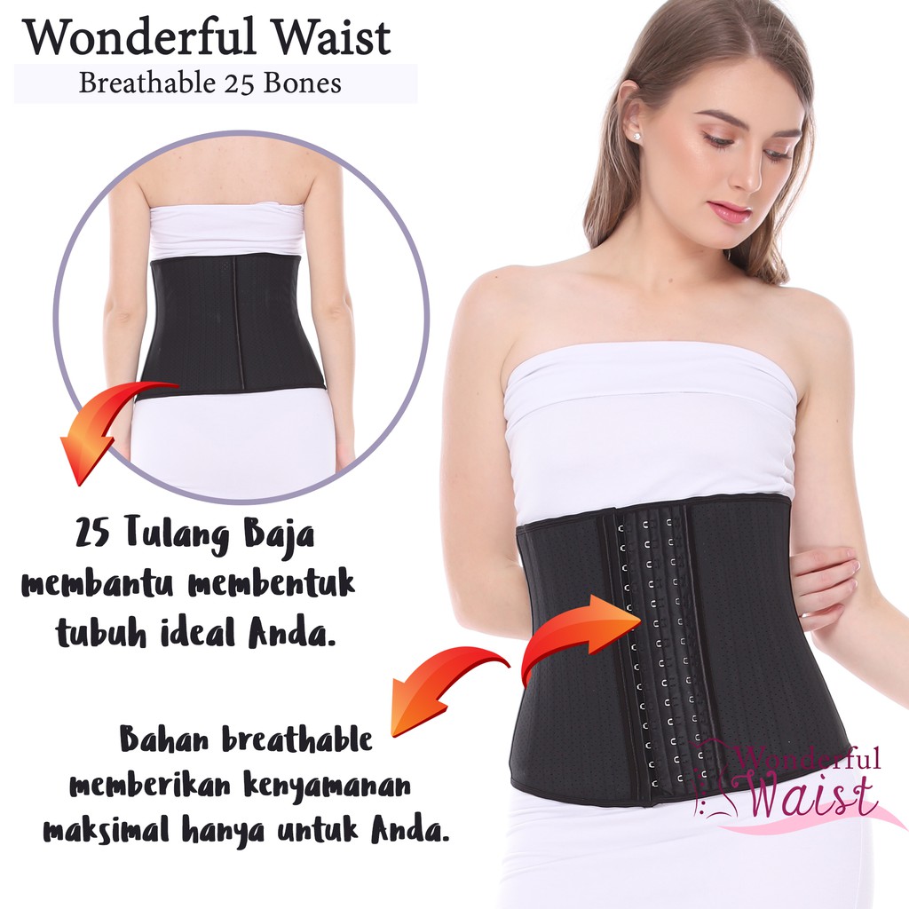 Korset pinggang 25 tulang / breathable corset / korset melahirkan / korset perut / korset langsing