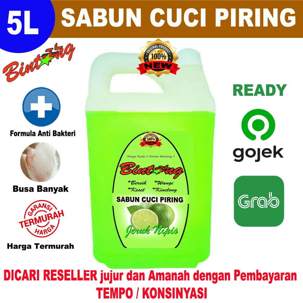 Sabun Cuci Piring BINTANG 5 Liter BUSA BANYAK + Anti Bakteri + Kinclong + Keset