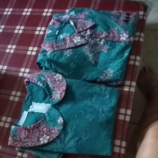 Qnunbatik Sarimbit Couple Batik Anak Terusan/dress/hem Kemeja Melati Dasar Warna