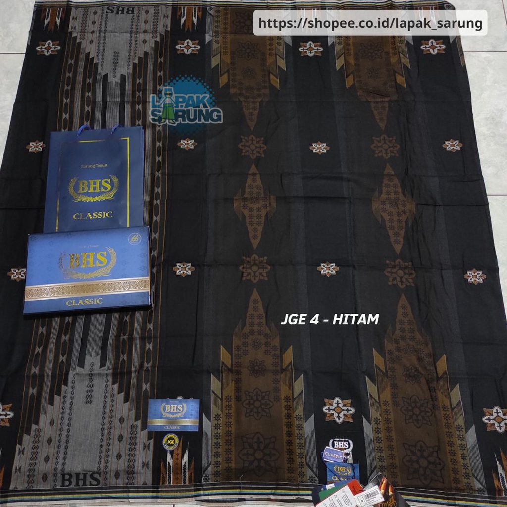 Sarung BHS Classic JGL JGM JGD JGE Jacquard Gunung Eksklusif 04 Hitam Emas