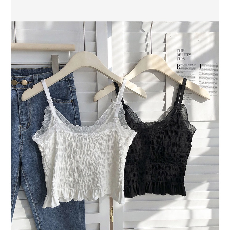 Victoria Tanktop import Wanita kamisol padded hiasan renda cantik bh pakaian dalam fashion 1076
