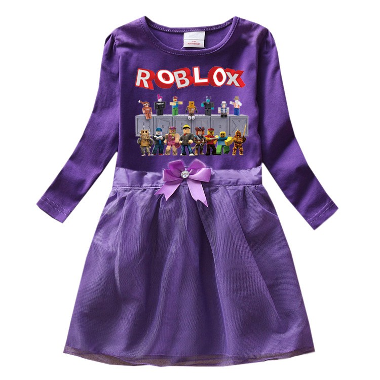 Roblox Game Foreign Trade Children S Clothing Spring And Autumn New Girls Dresses Cartoon Cotton Girls Princess Dress Mesh Skirt Shopee Indonesia - roblox princess girls