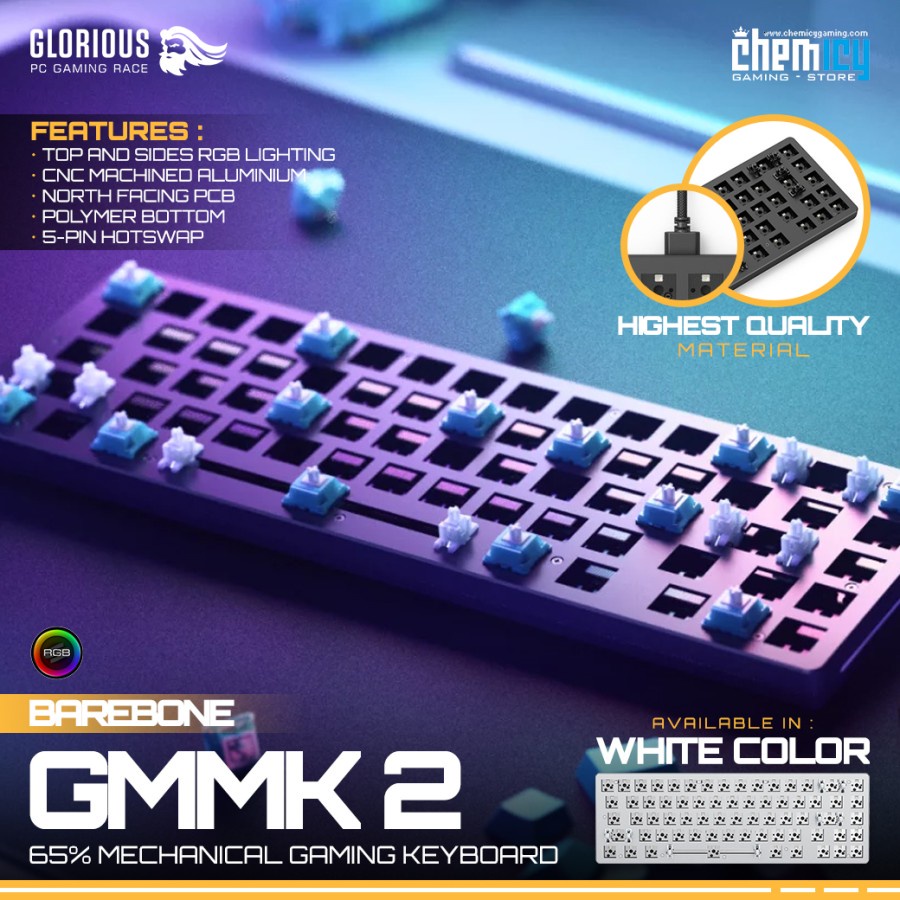 Glorious GMMK 2 65% Barebone Hotswap Mechanical Gaming Keyboard