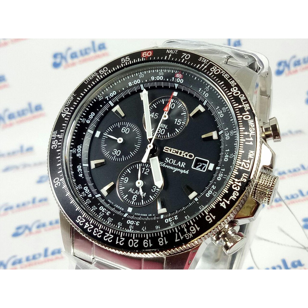 Seiko Solar SSC009P1 Chronograph Black Dial | Jam Pria SSC009