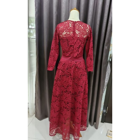 Gaun pesta dress pesta midi dress size S baju kondangan dress panjang brukat