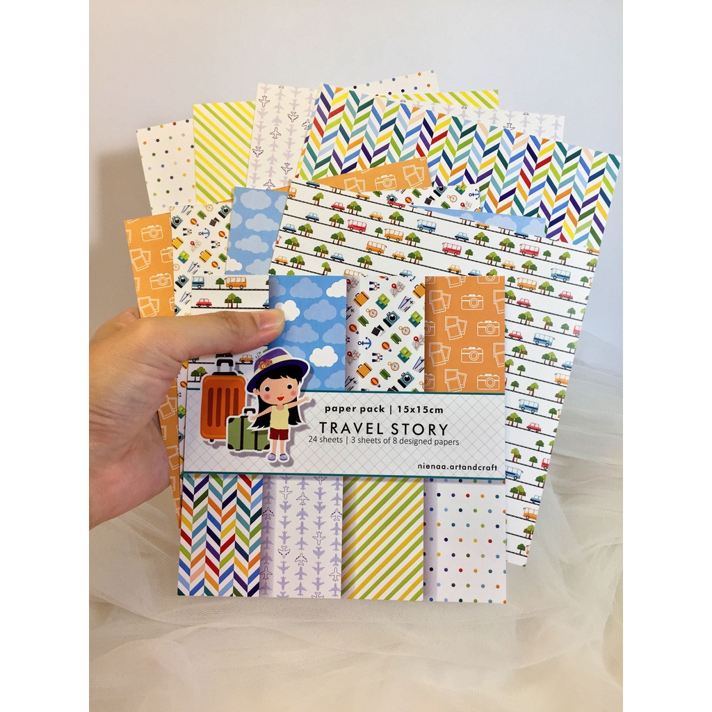 

Scrapbook Paper | Bahan Scrapbook Kertas Bujo Journaling 15x15cm | Travel Holiday