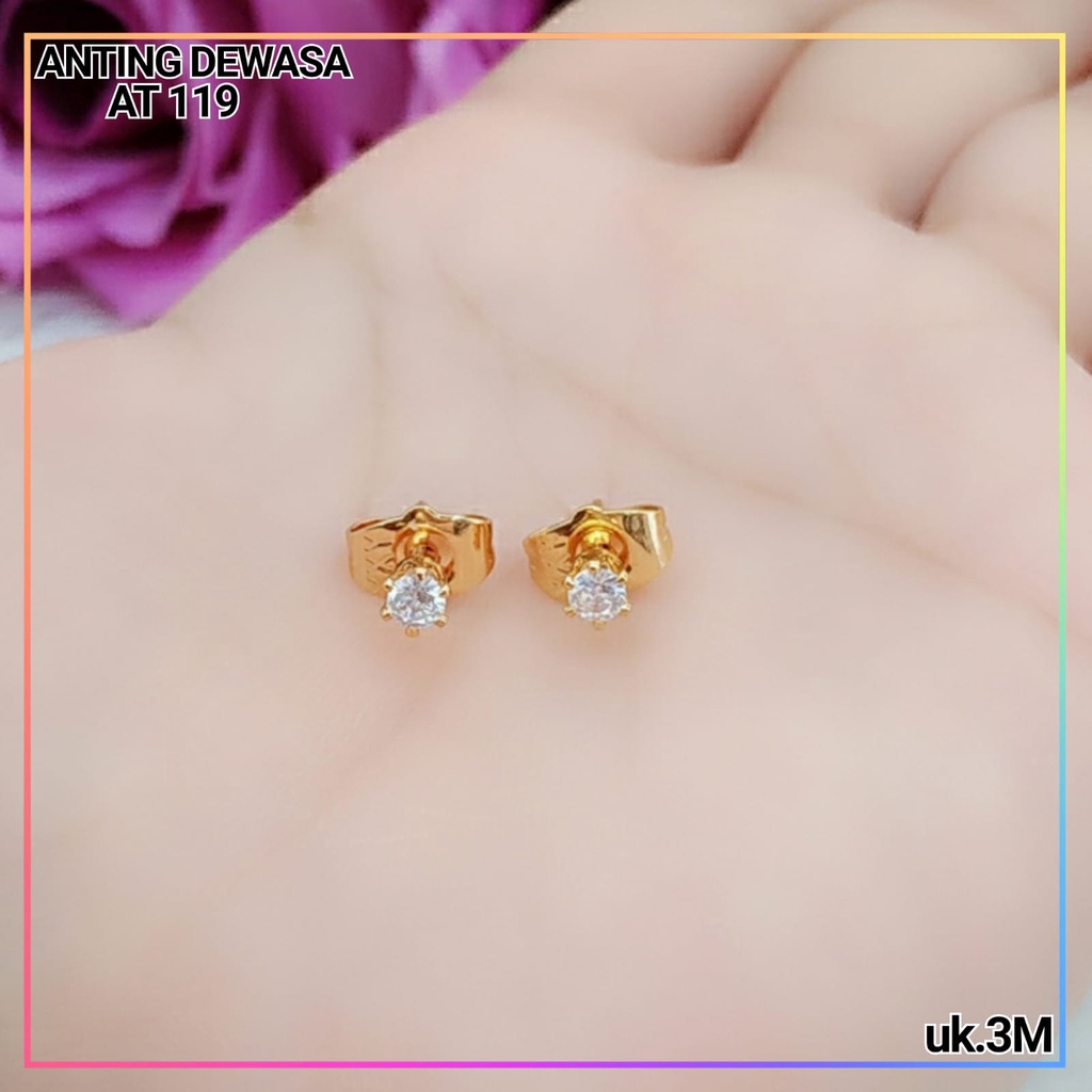 Anting xuping anting dewasa tusuk polos simpel mata satu perhiasan wanita lapis emas gold AT 119