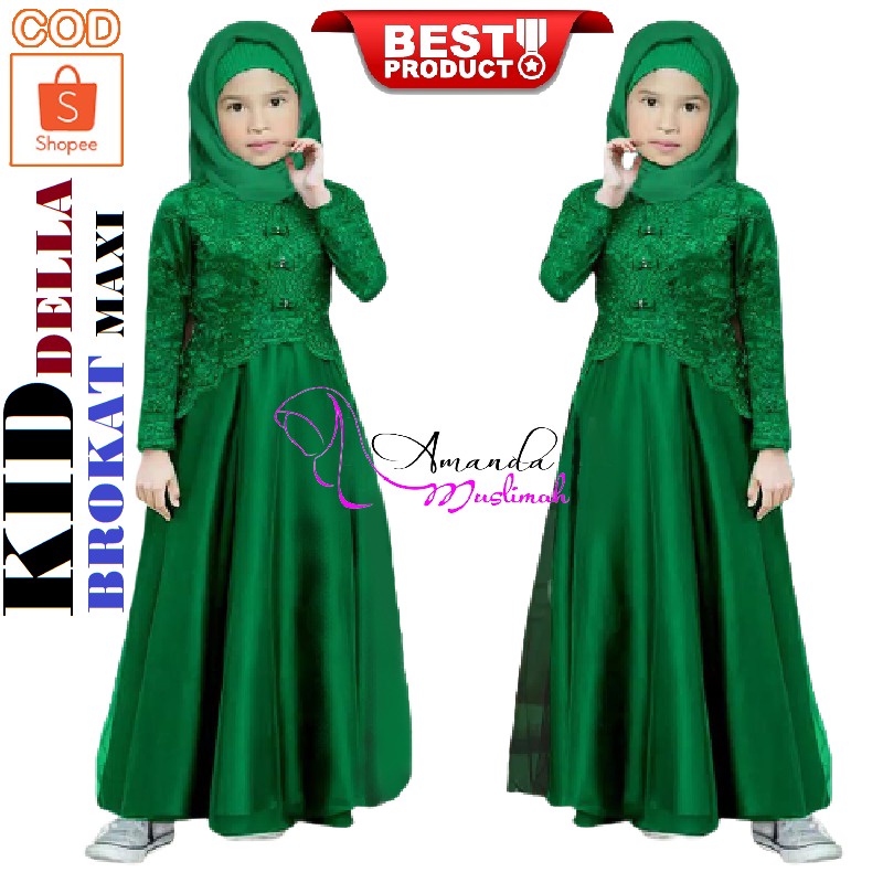 BAJU GAMIS MUSLIM ANAK PEREMPUAN TERBARU / KAELLA BROKAT KIDS / GAMIS ANAK UMUR 3-9 TAHUN