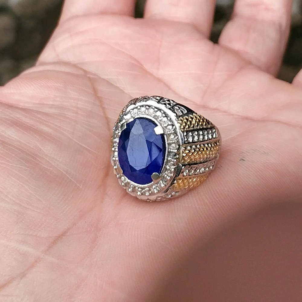 CINCIN BATU PERMATA NATURAL ROYAL BLUE SHAPPIRE CORUNDUM MINIMALIS