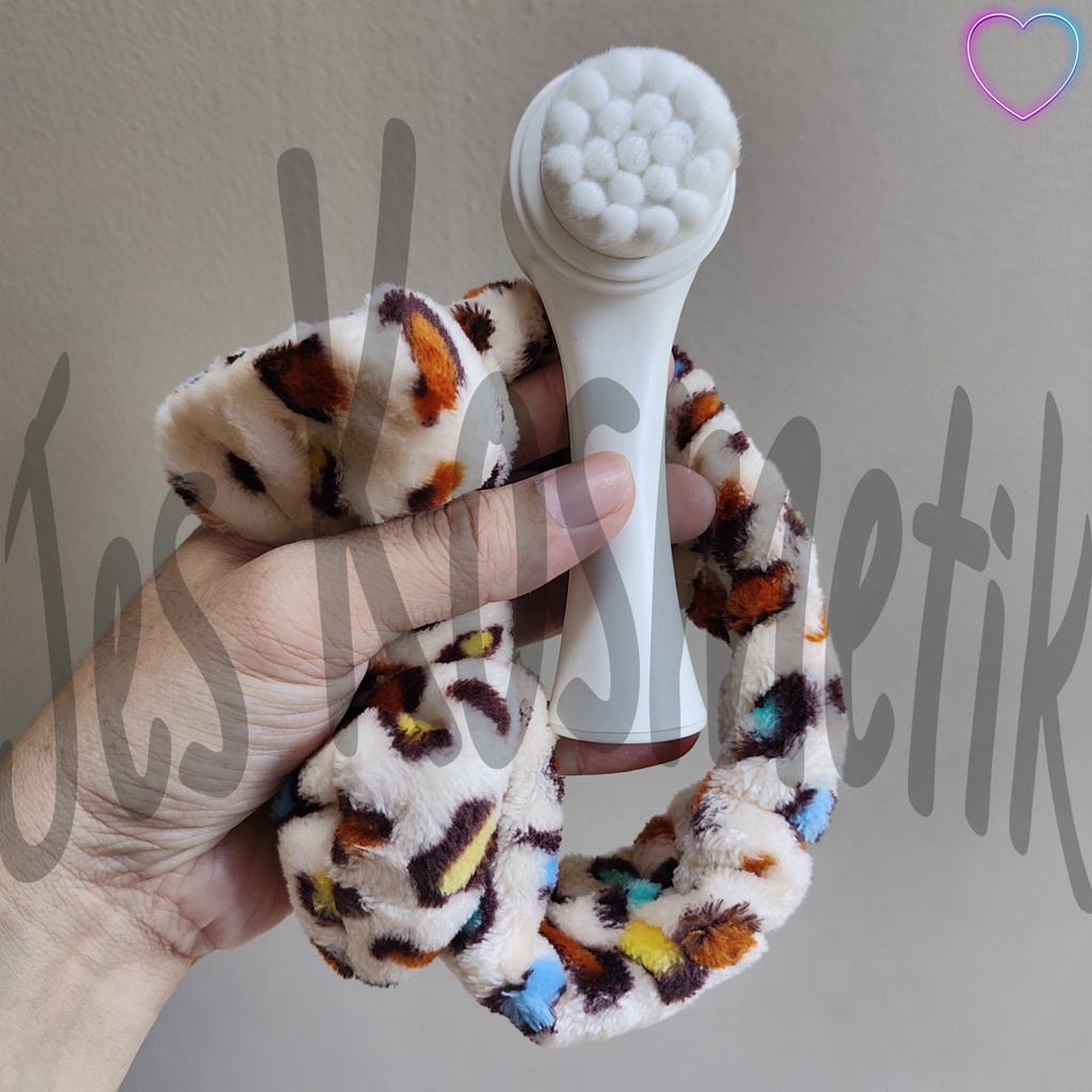 Sikat Pembersih Cuci Muka 2in1 3D Silikon Bulu Halus Bonus Headband / Bando Mandi / Grosir Kosmetik