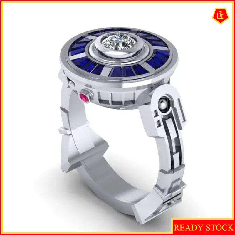 [Ready Stock]UFO Shape Inlaid Diamond Ring Creative Personality