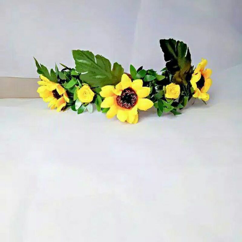 Flowercrown - simple flower crown / Mahkota bunga yellow / bandana / headpiece / Crown pengantin