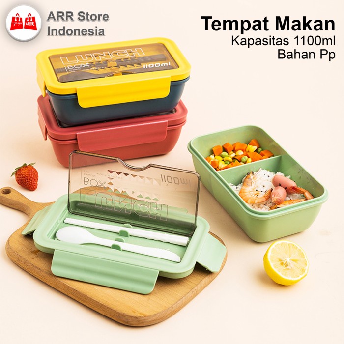 Tempat Kotak Bekal Makan Lunch Box Anak Plastik 1100ml Bento Box